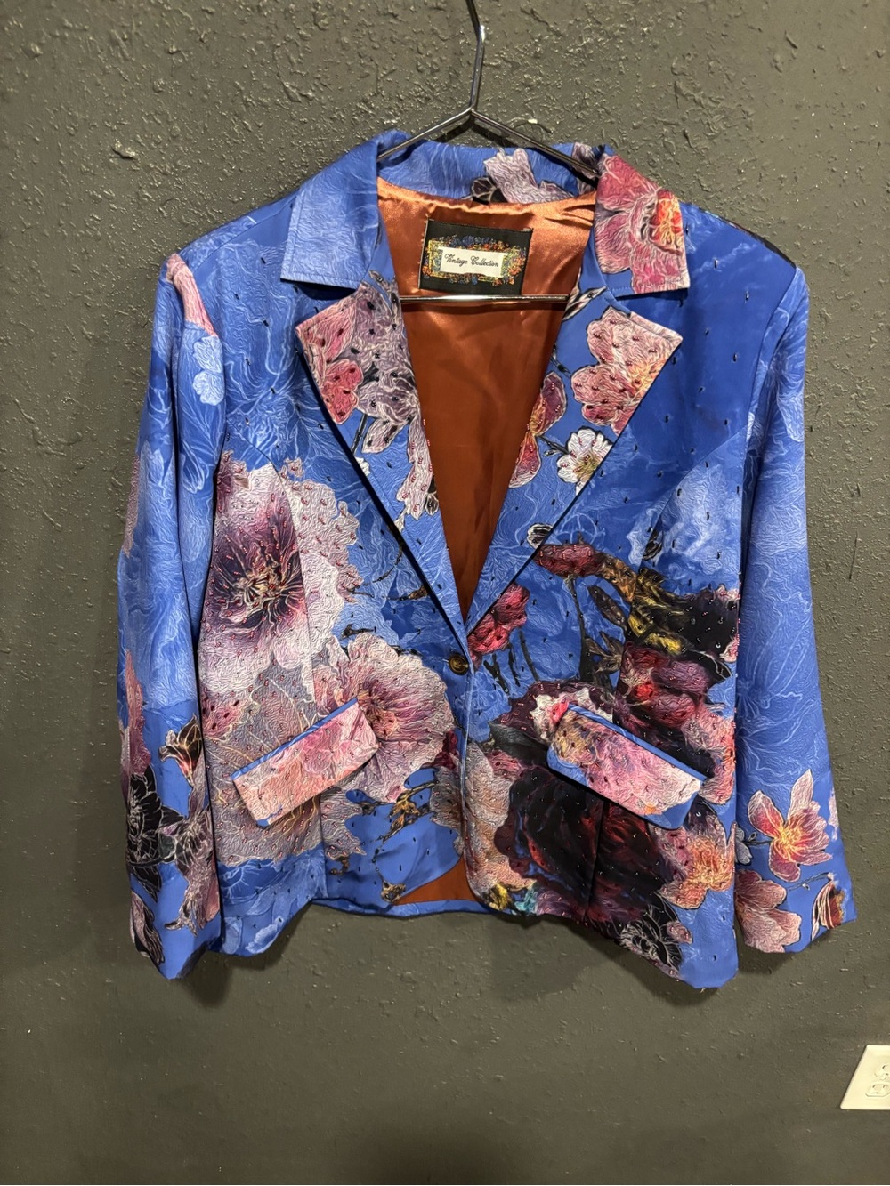 Vintage Collection Blue Floral Single-Button Blazer